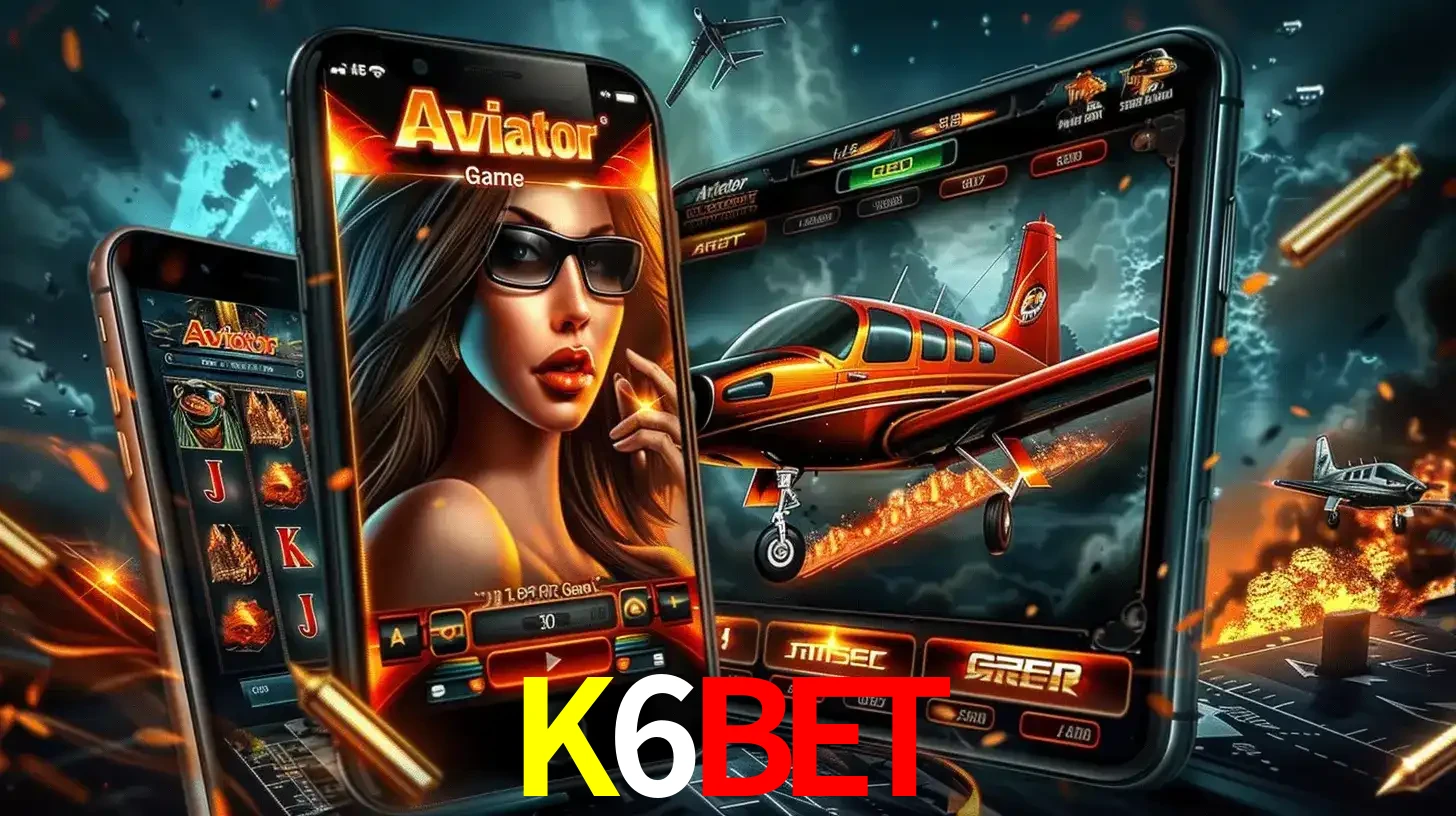 O popular jogo de apostas Aviator exibido em vários celulares e tablets, mostrando a interface emocionante e a ação de voo disponíveis para jogar agora no K6BET.