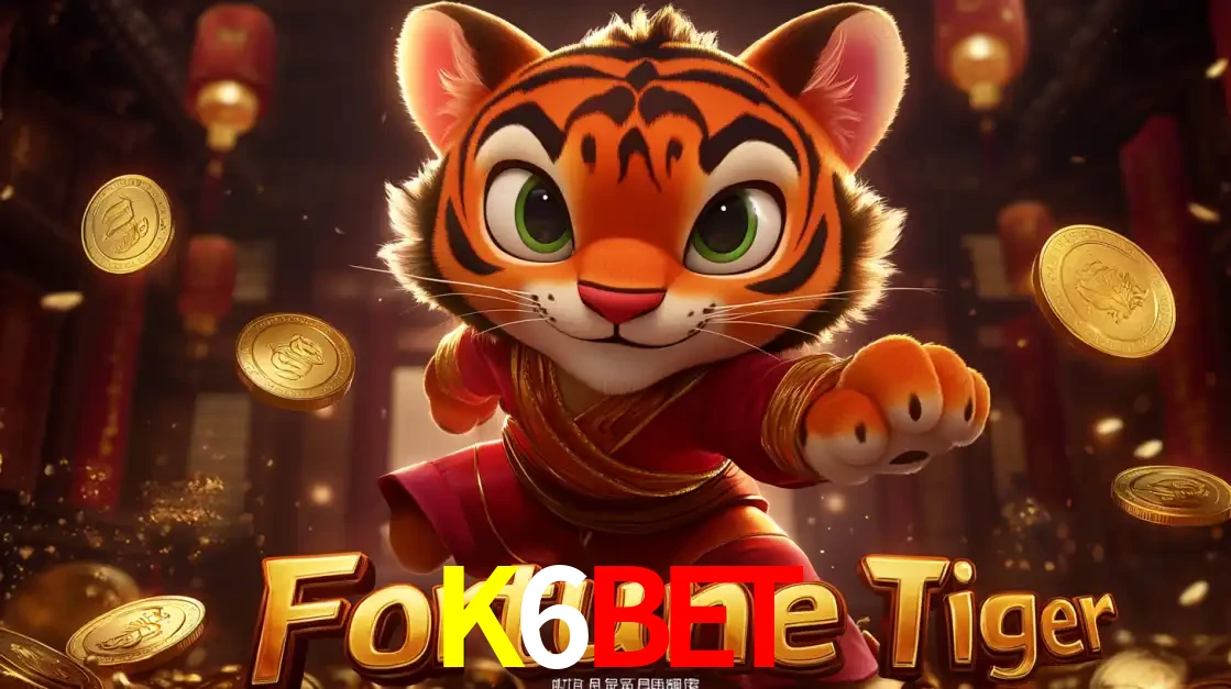 O carismático mascote do jogo de slot Fortune Tiger, um tigre fofo em pose de artes marciais, pronto para trazer sorte e multiplicadores de ganhos no cassino online K6BET.