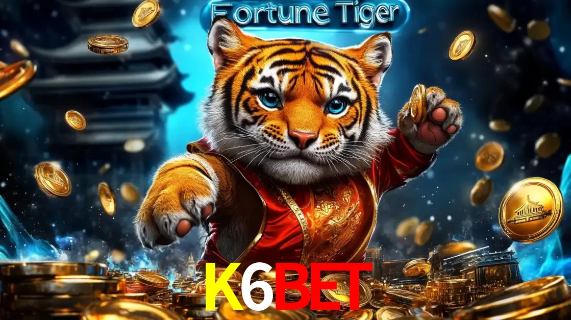 Imagem promocional do jogo de slot Fortune Tiger, com um tigre majestoso em traje tradicional cercado por uma fortuna em moedas de ouro, disponível agora no cassino K6BET.