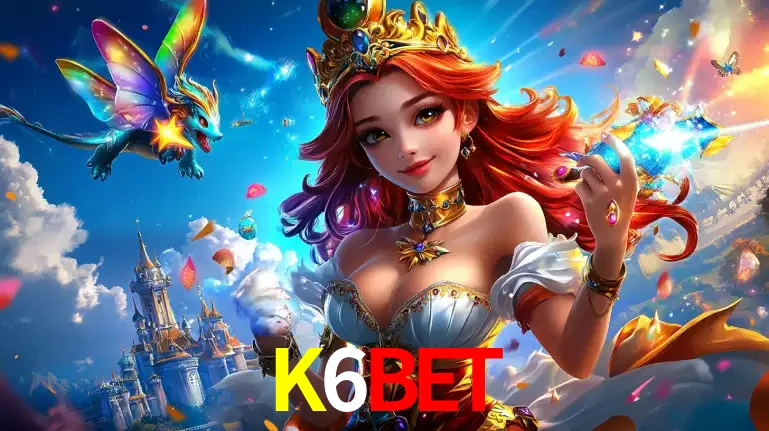 A princesa de um reino de fantasia mágico, com seu pequeno dragão, apresentando um mundo de prêmios encantados nos jogos de caça-níqueis do cassino K6BET.